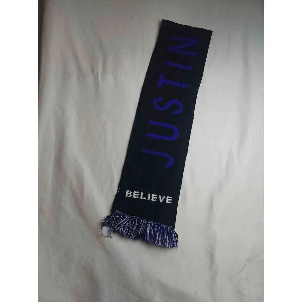Justin Bieber Believe Tour Scarf Unisex Black Purple White Official Music Merch